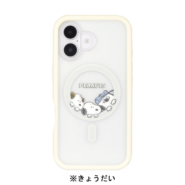 スヌーピー iPhone16 MagSafe 対応 プランプフレームケース