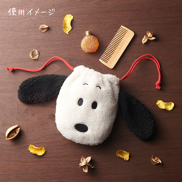 【おかいものSNOOPY限定】もこもこフェイス巾着