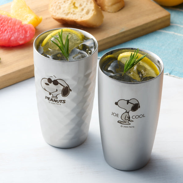 【おかいものSNOOPYオリジナル】ステンレス2重タンブラー&2重ダイヤモンドカットセット 370ml (ジョー・クール)