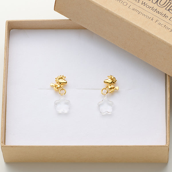 スヌーピー ウッドストック&揺れるガラスのお花ピアス