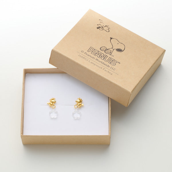スヌーピー ウッドストック&揺れるガラスのお花ピアス