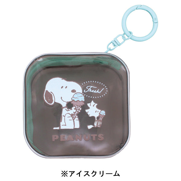 スヌーピー カラビナ付きクリアミニポーチ (Loving! Choco Mintシリーズ)