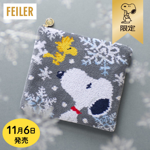 【おかいものSNOOPY限定】※11月6日発売※FEILERフラットポーチ(SNOOPY SNOW CRYSTAL WHITE)