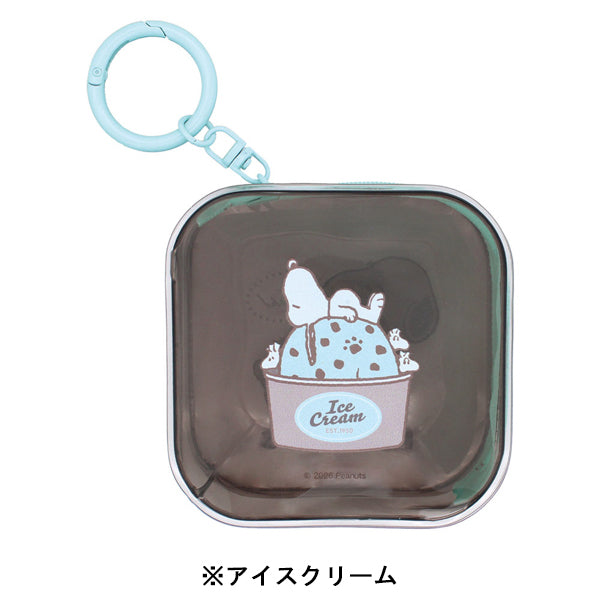 スヌーピー カラビナ付きクリアミニポーチ (Loving! Choco Mintシリーズ)
